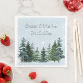 Serviette En Papier Hiver À feuillage persistant neige Rustique Mariag (En situation)