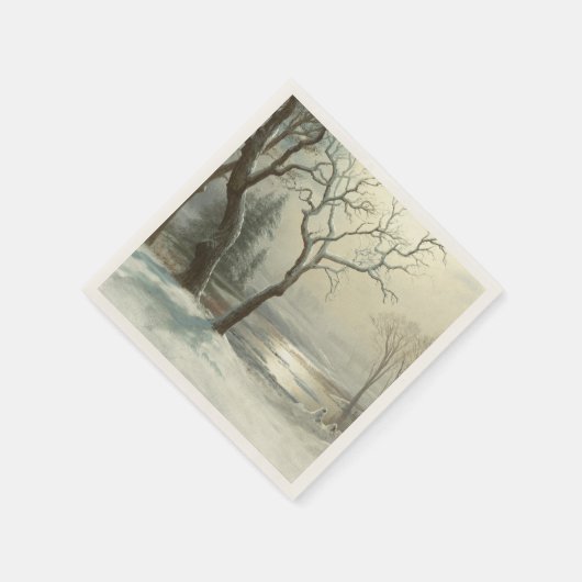Serviette En Papier Hiver à Yosemite par Albert Bierstadt (Coin)