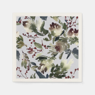 Serviette En Papier Hiver Abstrait Pine cônes et baies Napkin