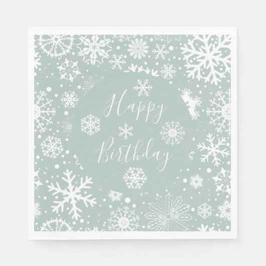 Serviette En Papier Hiver Anniversaire Papier Napkins Joyeux Anniversa (Devant)