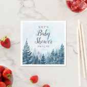Serviette En Papier Hiver Baby shower forestier rustique de pins (En situation)
