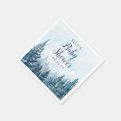 Serviette En Papier Hiver Baby shower forestier rustique de pins (Coin)
