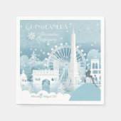 Serviette En Papier Hiver bleu glace à Paris (Devant)