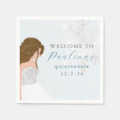 Serviette En Papier Hiver Blue Mis Quince 15e anniversaire Quinceañera (Devant)