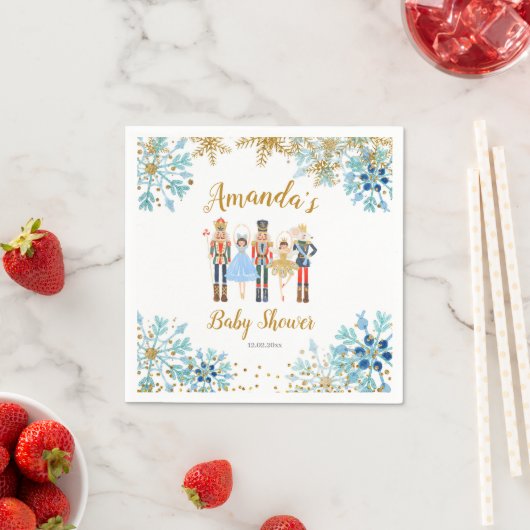 Serviette En Papier Hiver Blue Snowflake Nutcracker Papier Naples (En situation)
