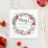 Serviette En Papier Hiver Botanical Rose 80e Anniversaire Élégant (En situation)