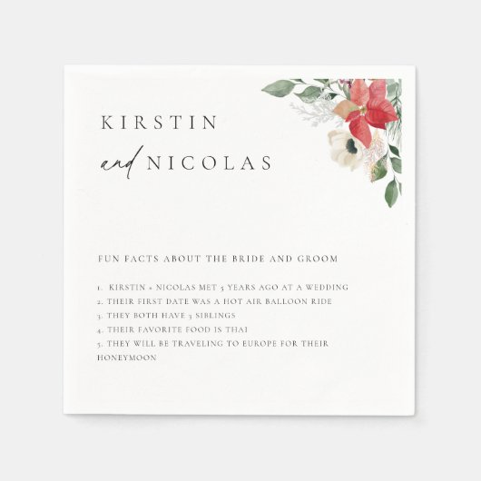 Serviette En Papier Hiver Botanique Floral Fun Faits (Devant)