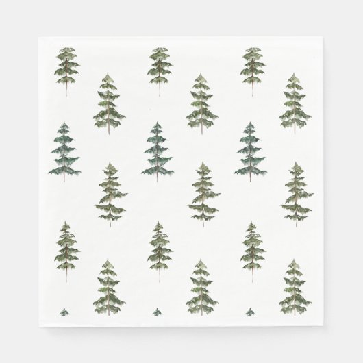 Serviette En Papier Hiver branché | Napkins Motif d'arbre de Noël (Devant)