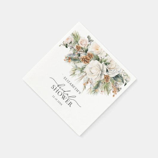 Serviette En Papier Hiver Floral À feuillage persistant Fête des marié (Coin)