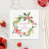 Serviette En Papier Hiver Floral Aquarelle Wreath | MARIAGE (En situation)