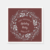 Serviette En Papier Hiver Fruits blancs sur velours rouge (Devant)