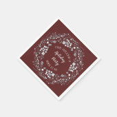 Serviette En Papier Hiver Fruits blancs sur velours rouge (Coin)