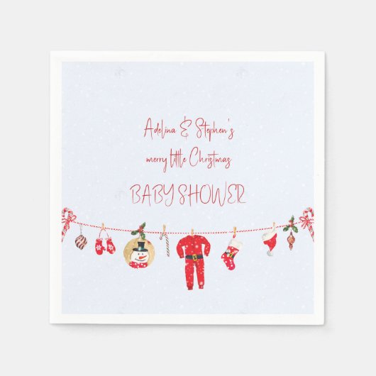 Serviette En Papier Hiver Joyeux petit Noël Baby shower fille garçon (Devant)
