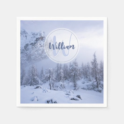 Serviette En Papier Hiver merveilleux brouillard épinette forêt neige (Devant)