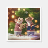 Serviette En Papier Hiver Mice chantent des chansons serviettes (Devant)