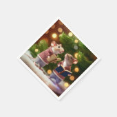 Serviette En Papier Hiver Mice chantent des chansons serviettes (Coin)