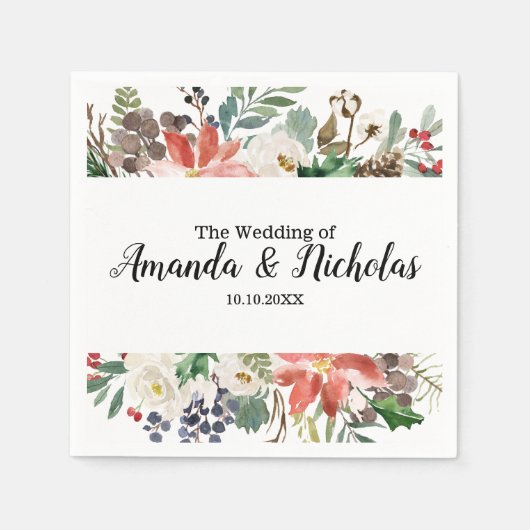 Serviette En Papier Hiver mystique | mariage personnalisé (Devant)