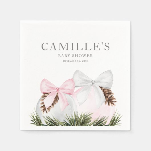 Serviette En Papier Hiver Noël Fille Baby shower papier serviettes (Devant)