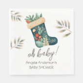 Serviette En Papier Hiver Oh bébé Noël Baby shower de stockage (Devant)