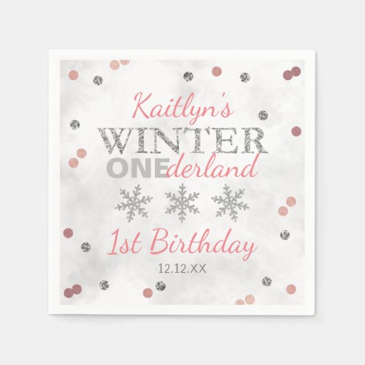 Serviette En Papier Hiver ONE derland 1er anniversaire (Devant)