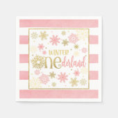 Serviette En Papier Hiver ONE derland Anniversaire Napkin - Fille - PG (Devant)