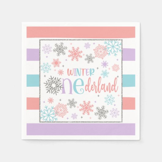 Serviette En Papier Hiver ONE derland Anniversaire Napkin - Fille - PP (Devant)