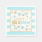 Serviette En Papier Hiver ONE derland Anniversaire Napkin - Garçon- BG (Devant)