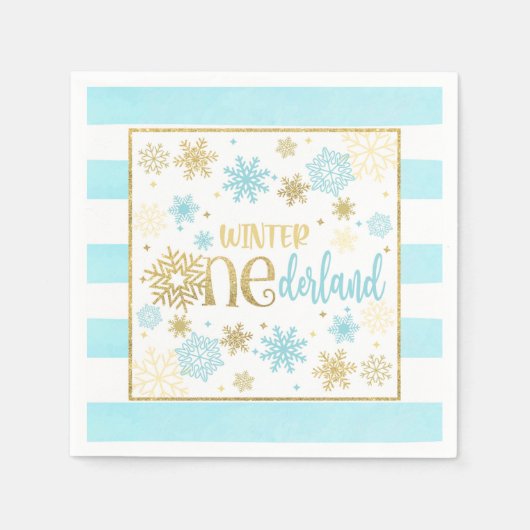 Serviette En Papier Hiver ONE derland Anniversaire Napkin - Garçon- BG (Devant)