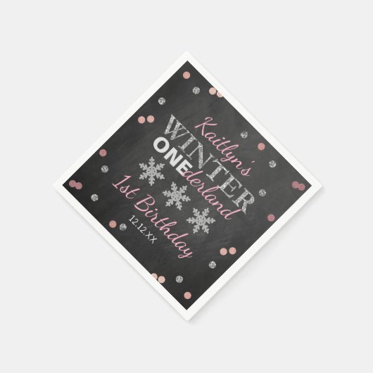 Serviette En Papier Hiver ONE derland Chalkboard 1er anniversaire (Coin)