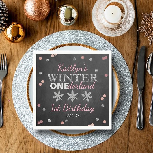 Serviette En Papier Hiver ONE derland Chalkboard 1er anniversaire