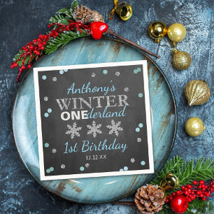 Serviette En Papier Hiver ONE derland Chalkboard 1er anniversaire