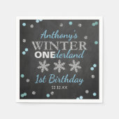 Serviette En Papier Hiver ONE derland Chalkboard 1er anniversaire (Devant)