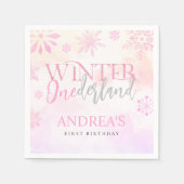 Serviette En Papier Hiver ONE derland Snowflakes Fille 1er anniversair (Devant)