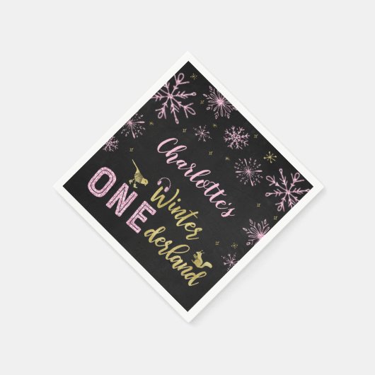 Serviette En Papier Hiver Onederland Anniversaire serviettes Snowflake (Coin)