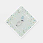 Serviette En Papier Hiver Onederland Bleu Anniversaire Balloon Penguin (Coin)