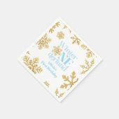 Serviette En Papier Hiver Onederland bleu Gold Snowflake 1er anniversa (Coin)