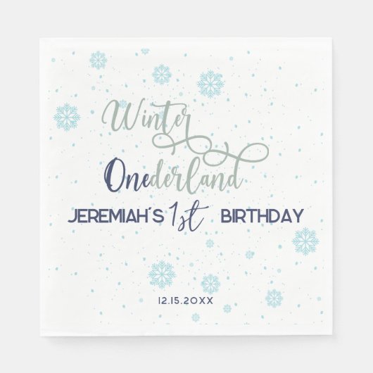 Serviette En Papier Hiver Onederland Boy Première fête d'anniversaire (Devant)