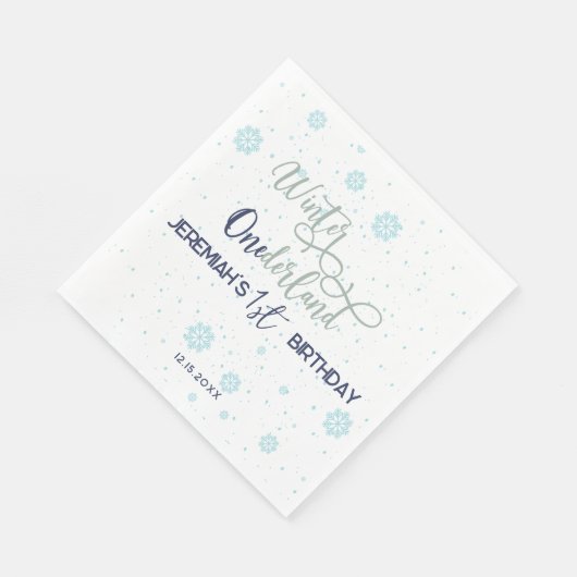 Serviette En Papier Hiver Onederland Boy Première fête d'anniversaire (Coin)