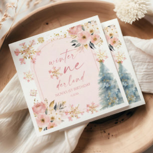 Serviette En Papier Hiver Onederland Flocon de neige 1ère fête d'anniv