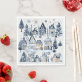 Serviette En Papier Hiver Onederland Maisons de Noël Anniversaire (En situation)