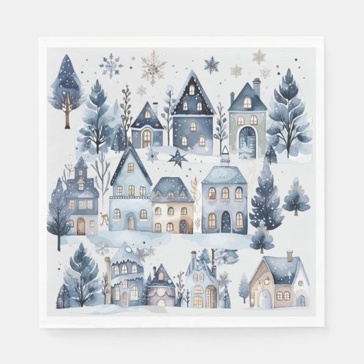 Serviette En Papier Hiver Onederland Maisons de Noël Anniversaire (Devant)