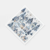 Serviette En Papier Hiver Onederland Maisons de Noël Anniversaire (Coin)