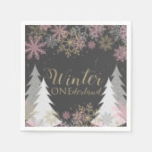 Serviette En Papier Hiver Onederland Party Naples premier anniversaire (Devant)