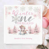 Serviette En Papier Hiver Onederland Pink Silver Parties scintillant 1