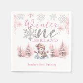 Serviette En Papier Hiver Onederland Pink Silver Parties scintillant 1 (Devant)