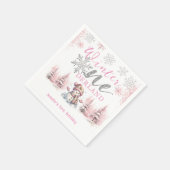 Serviette En Papier Hiver Onederland Pink Silver Parties scintillant 1 (Coin)