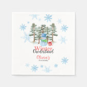 Serviette En Papier Hiver Onederland Premier anniversaire mignon snowm (Devant)