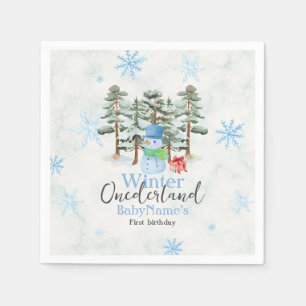 Serviette En Papier Hiver Onederland Premier anniversaire mignon snowm