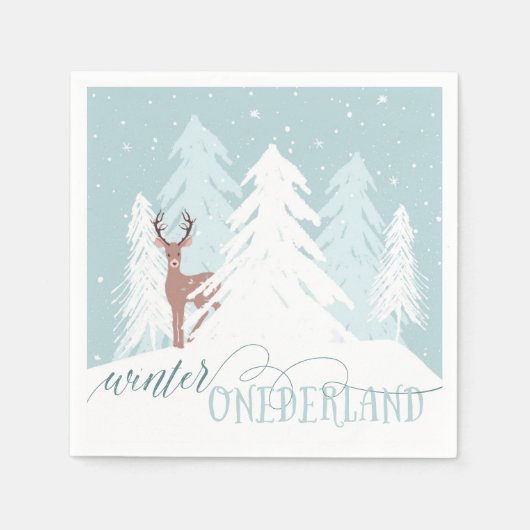 Serviette En Papier Hiver Onederland Premier anniversaire Napkin Deer (Devant)