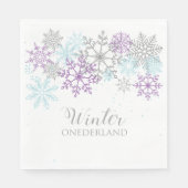 Serviette En Papier Hiver Onederland Premier anniversaire Purple Bleu (Devant)